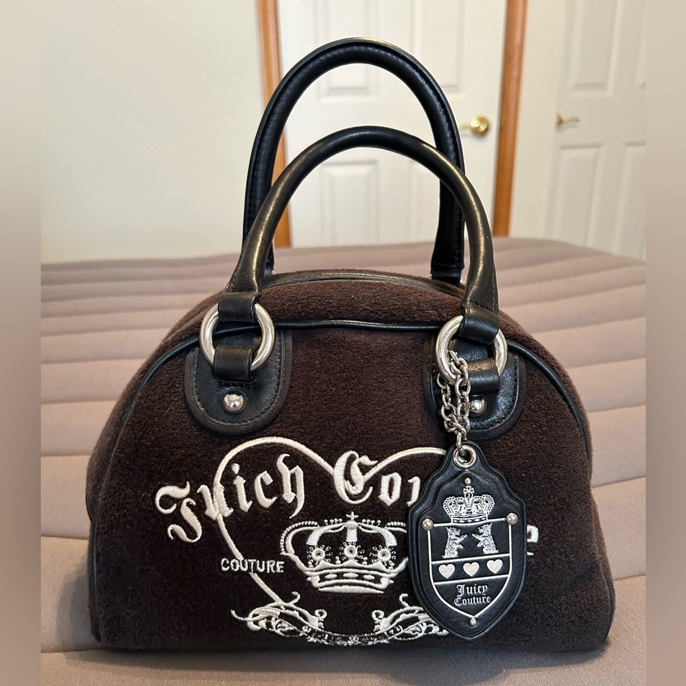 RARE Vintage Black JUICY COUTURE Bowler Satchel Handbag